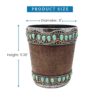 Southwestern Faux Leather Resin Wastebasket with Turquoise Accent Decor