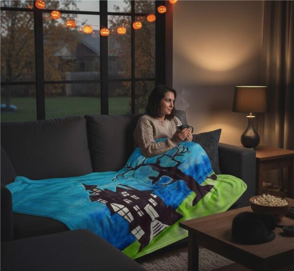 Haunted House Silk-Touch Blanket Soft Cozy Decorative Throw