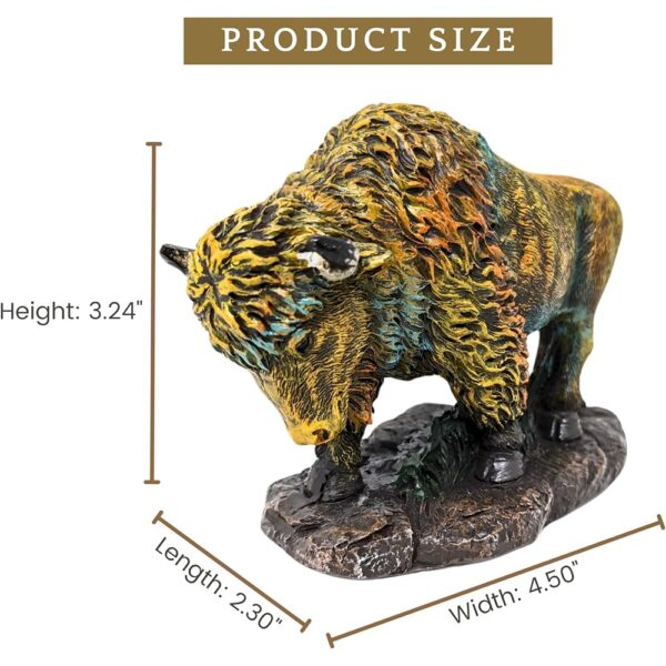 Small Colorful Bison Figurine Rustic Wildlife Decor for Desk or Shelf
