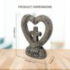 2 Rustic Resin Heart Cross Figurine Inspirational Religious Faith Home Decor