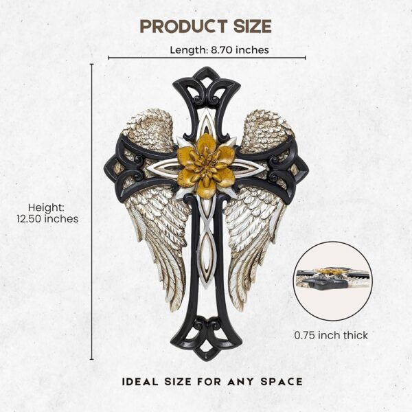 2 Elegant Resin Angel Wings Cross Floral Religious Wall Home Decor Gift