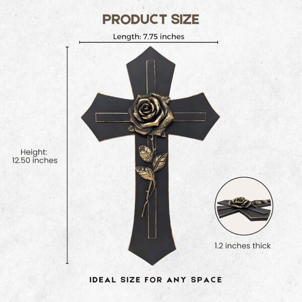 2 Elegant Black Wall Cross Gold Rose Religious Home Decor Inspirational Gift