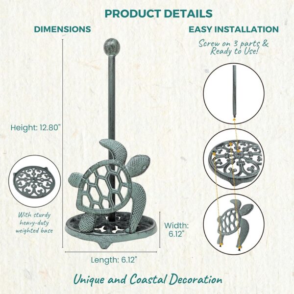 Coastal Sea Turtle Paper Towel Holder Rustic Ocean Kitchen Decor