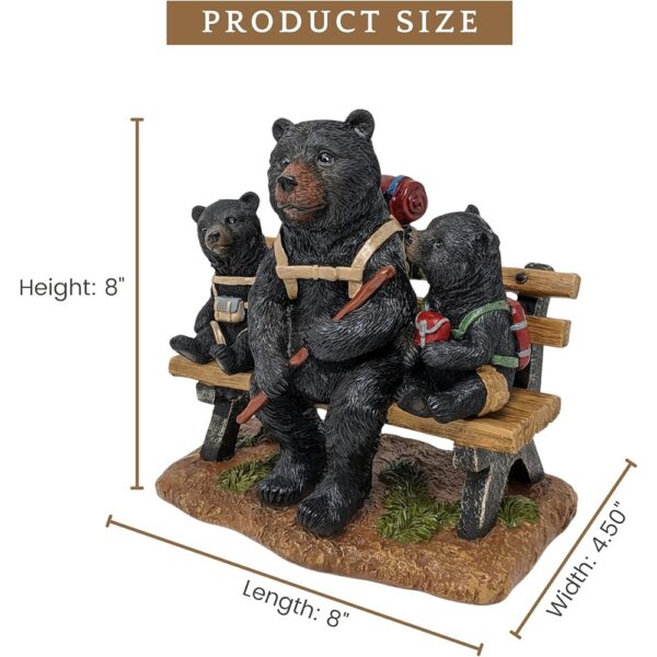 Hiking Bear Bench Figurine Rustic Cabin Lodge Tabletop Decor