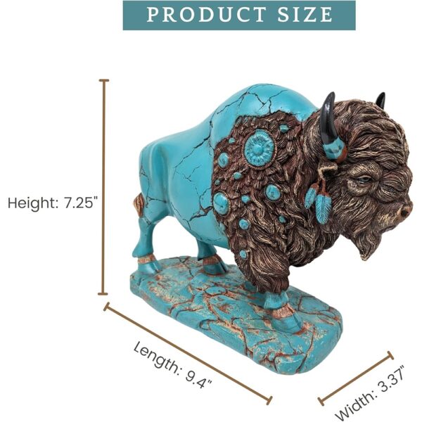 2 Turquoise Buffalo Resin Figurine Rustic Western Decor Collectible Sculpture
