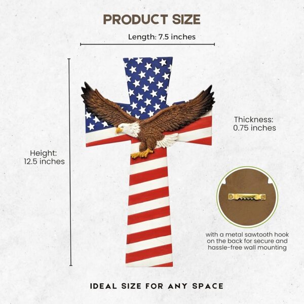 American Flag Bald Eagle Patriotic Resin Wall Cross Faith Decor Gift