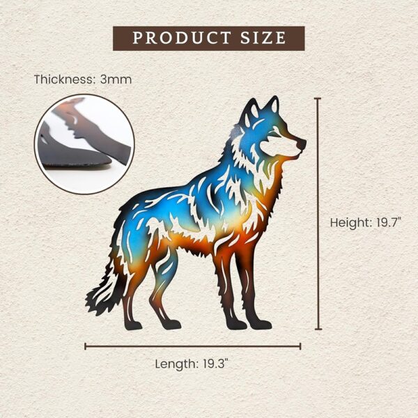 Metal Wolf Wall Art Cutout with Gradient Colors Rustic Decor
