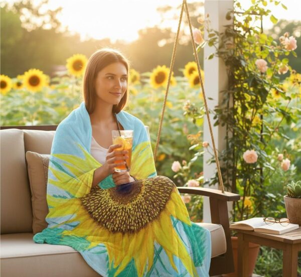 2 Silky Soft Sunflower Throw Blanket Cozy Elegant Decorative Home Accent