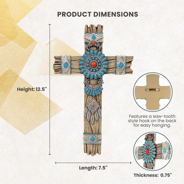 2 Southwestern Dream Catcher Wall Cross Turquoise Rustic Wood Religious Decor