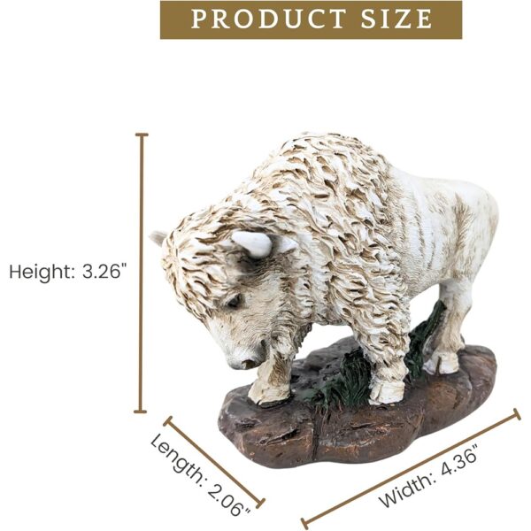 Small White Bison Figurine Lifelike Wildlife Decor for Desk Shelf