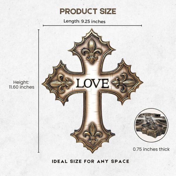 Cross Love Fleur de Lis Resin Christian Faith Inspirational Wall Decor