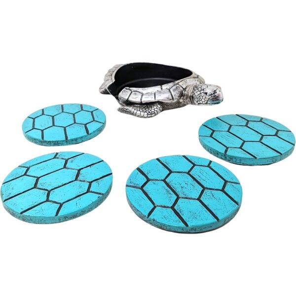 2 Sea Turtle Resin Coaster Set with Holder Coastal Decor