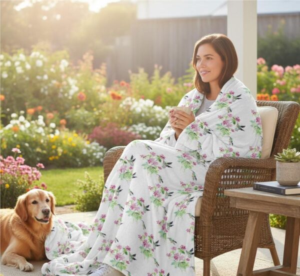 Ruby Throat Hummingbird Silk-Touch Throw Cozy Decorative Bird Blanket