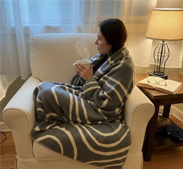 3 Abstract Gray Beige Couch Blanket Soft Cozy Decorative Throw