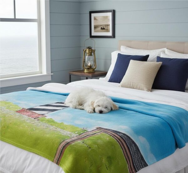 Hatteras Lighthouse NC Silk-Touch Throw Cozy Coastal Decorative Blanket