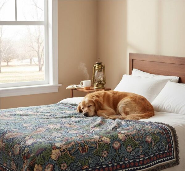 3 William Morris Strawberry Thief Blue Silk-Touch Throw Cozy Decorative Blanket