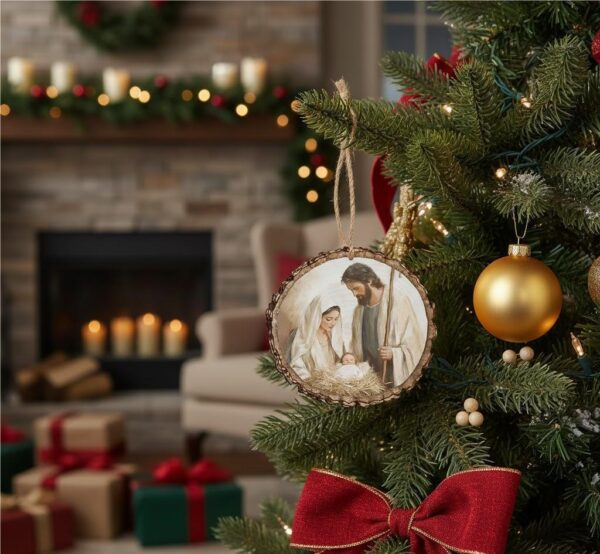 3 Holy Family Barky Ornament Decorative Religious Christmas Decoration