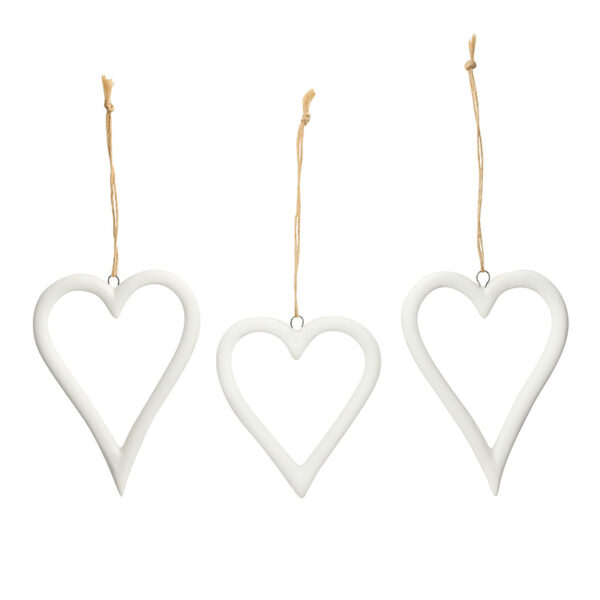 Heart Ornament Set of 3 Decorative Holiday Hanging Ornaments
