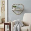 Rustic Heart Shaped Wall Shelf Decorative Floating Storage Display Organizer