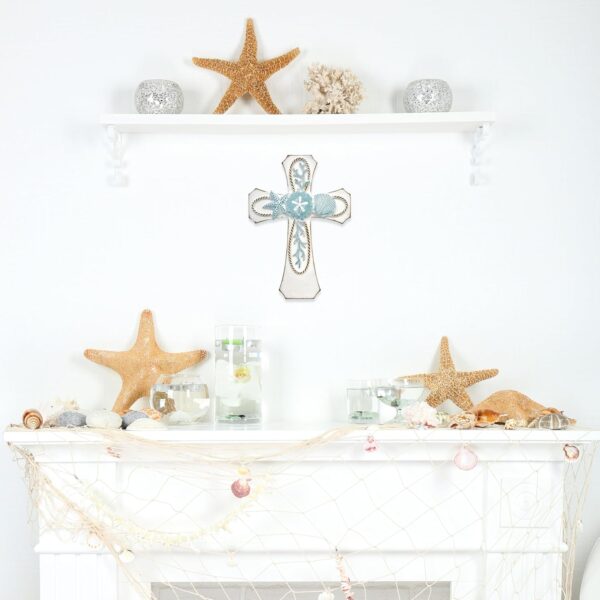 3 Coastal Nautical Wall Cross with Starfish Shells Beach