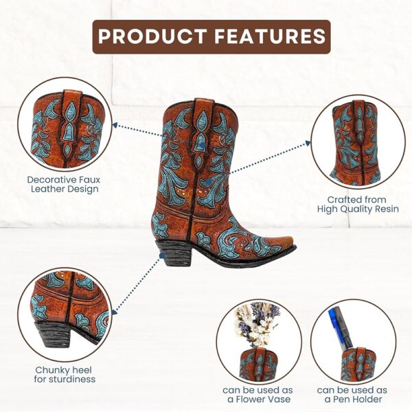 3 Mini Two-Tone Cowboy Boot Figurines for Rustic Western Home Decor