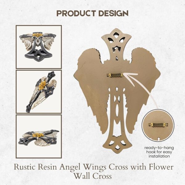 3 Elegant Resin Angel Wings Cross Floral Religious Wall Home Decor Gift