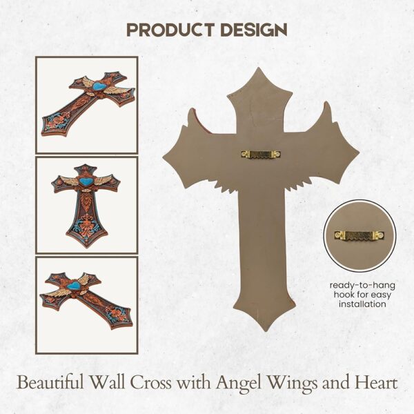 3 Turquoise Heart Cross Angel Wings Southwestern Rustic Religious Wall Decor