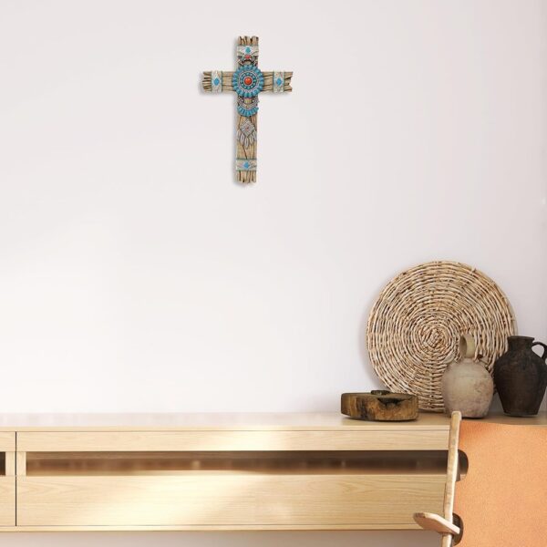 3 Southwestern Dream Catcher Wall Cross Turquoise Rustic Wood Religious Decor