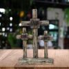 Triple Standing Cross Resin Faux Wood Faith Love Hope Inspirational Decor