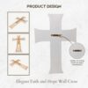White Cross Faith Hope Script Resin Spiritual Religious Wall Decor