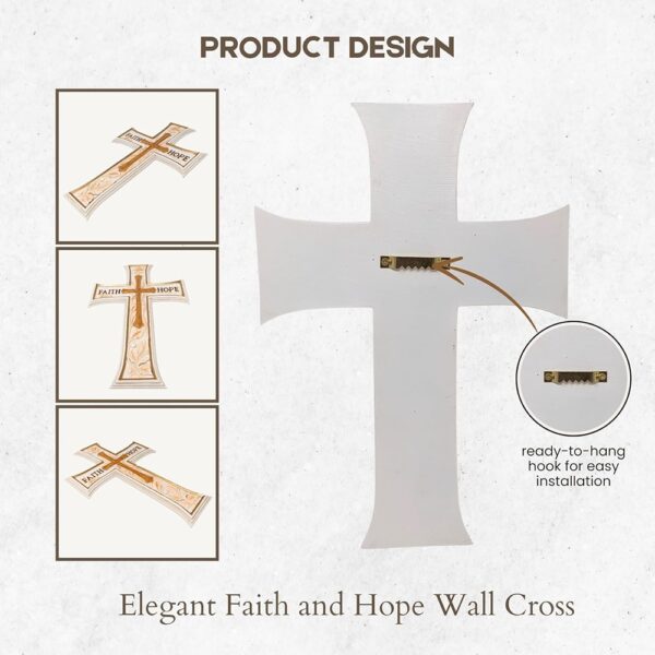 White Cross Faith Hope Script Resin Spiritual Religious Wall Decor