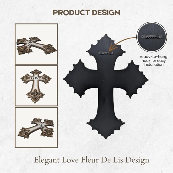 Cross Love Fleur de Lis Resin Christian Faith Inspirational Wall Decor