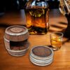 3 Rustic Western Barrel Resin Coaster Set with Holder Decor