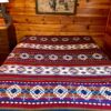 Red Turquoise Southwestern Aztec Woven Blanket Cozy Rustic Decorative Throw