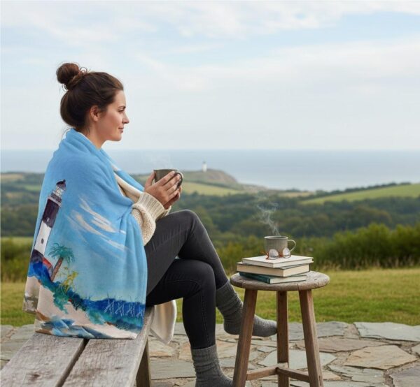 Tybee Lighthouse GA Silk-Touch Throw Cozy Coastal Decorative Blanket