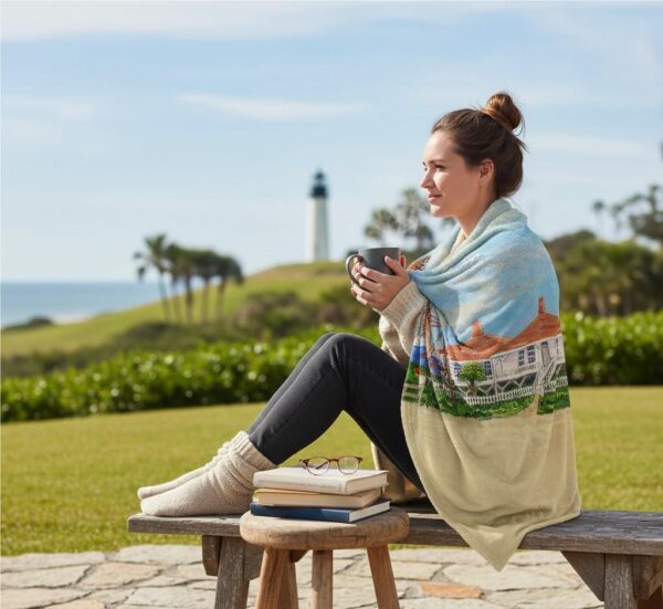 Sanibel Lighthouse FL Silk-Touch Throw Cozy Coastal Decorative Blanket