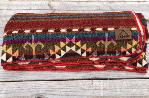 Red Turquoise Southwestern Couch Blanket Cozy Woven Decorative Throw