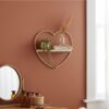 Rustic Heart Shaped Wall Shelf Decorative Floating Storage Display Organizer