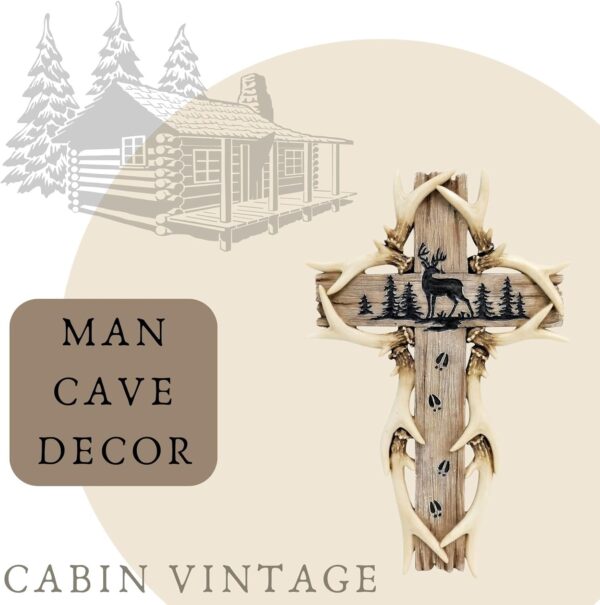 4 Rustic Woodland Deer Antler Wall Cross Cabin Decor Spiritual Gift