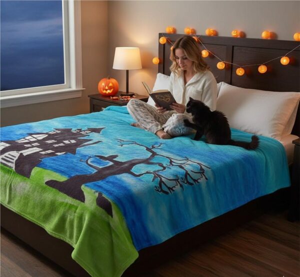 Haunted House Silk-Touch Blanket Soft Cozy Decorative Throw