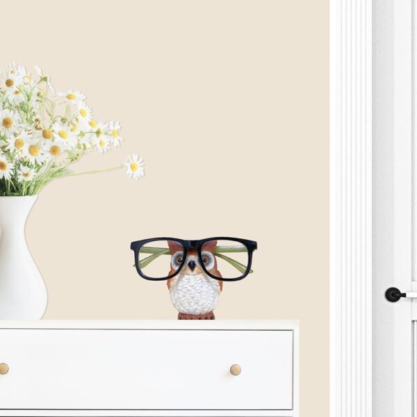 Whimsical Owl Eyeglasses Holder Figurine for Desk or Nightstand Decor
