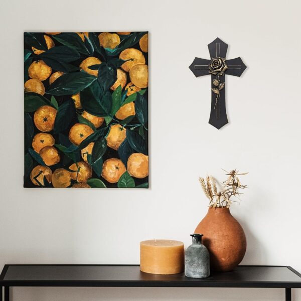 4 Elegant Black Wall Cross Gold Rose Religious Home Decor Inspirational Gift