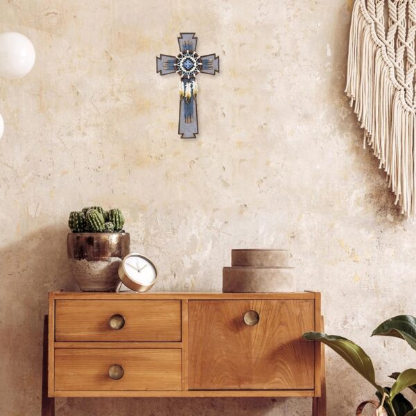 4 Southwestern Dream Catcher Wall Cross Feathered Resin Spiritual Religious Decor