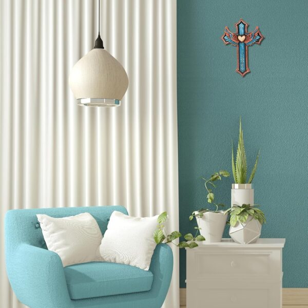 4 Turquoise Heart Cross Angel Wings Southwestern Rustic Religious Wall Decor