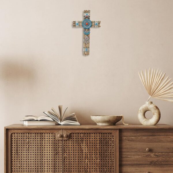 4 Southwestern Dream Catcher Wall Cross Turquoise Rustic Wood Religious Decor