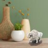 Small White Bison Figurine Lifelike Wildlife Decor for Desk Shelf