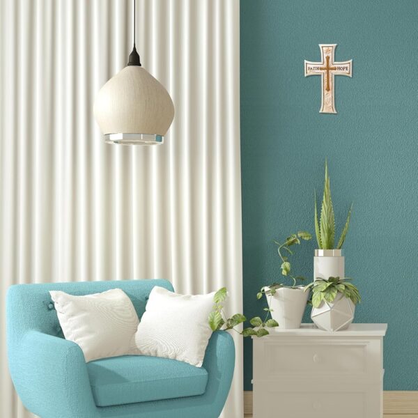 White Cross Faith Hope Script Resin Spiritual Religious Wall Decor