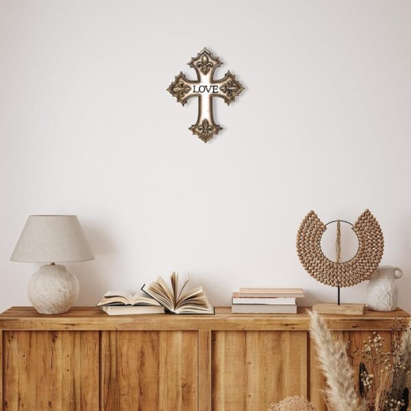 Cross Love Fleur de Lis Resin Christian Faith Inspirational Wall Decor
