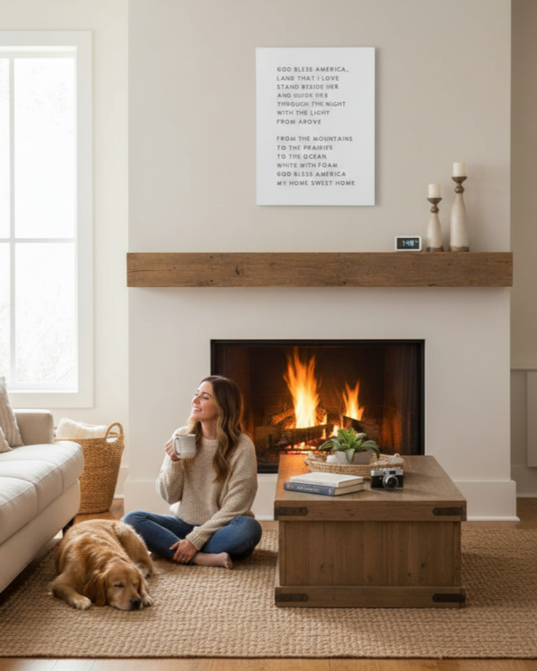 Patriotic Wood Wall Art: God Bless America Lyrics Home Decor Sign