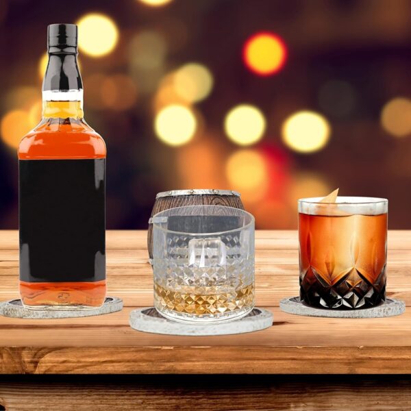 5 Rustic Western Barrel Resin Coaster Set with Holder Decor